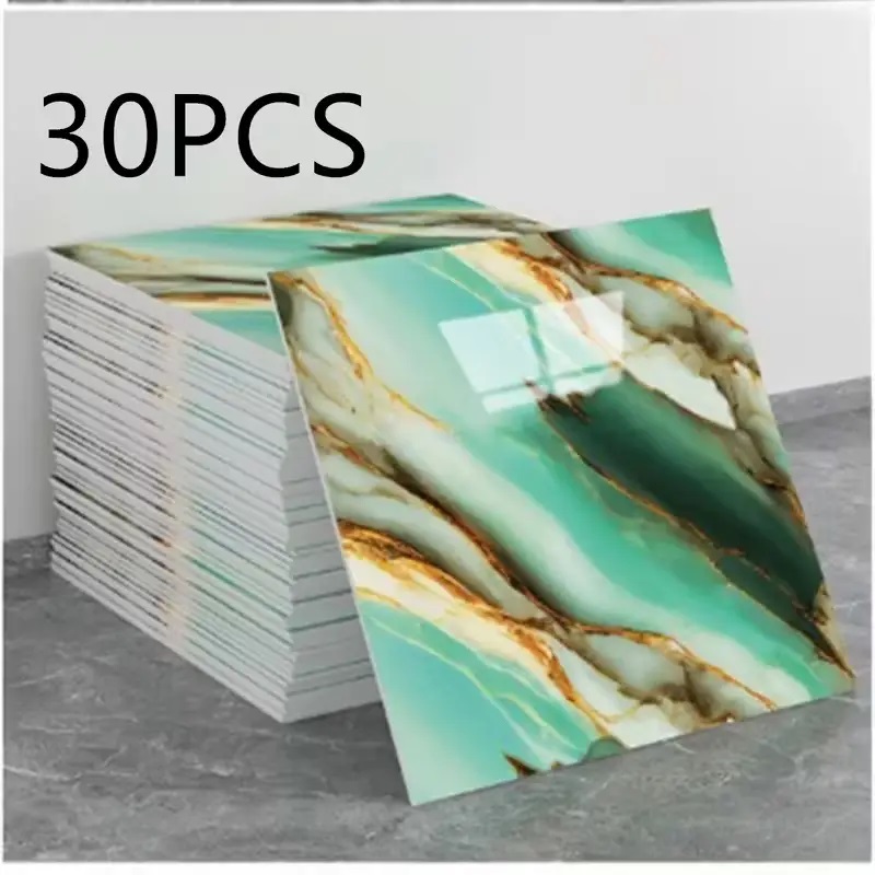 Декоративні самоклеючі панелі на стіни Dark Grey (Зелена хвиля) 30х30 см