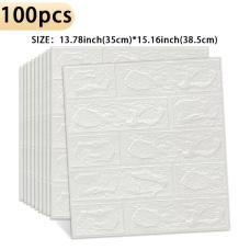 Декоративні самоклеючі 3Д панелі з візерунком Сніжно-біла цегла 37,5х35