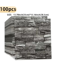 Декоративні самоклеючі 3Д панелі з візерунком каменю Вінтажий чорний 38,5х35 см