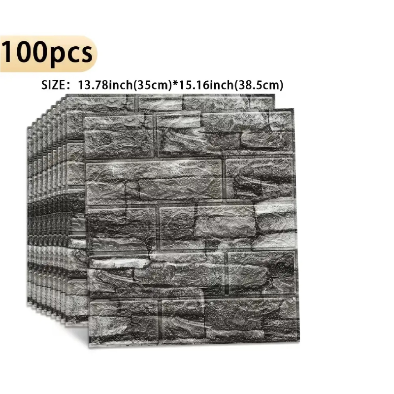Декоративні самоклеючі 3Д панелі з візерунком каменю Вінтажий чорний 38,5х35 см
