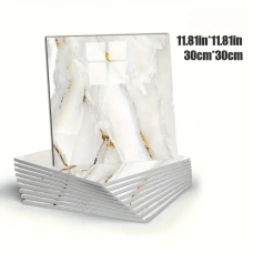 Декоративні самоклеючі панелі на стіни Dark Grey (Білий мармур з золотом) 30х30 см