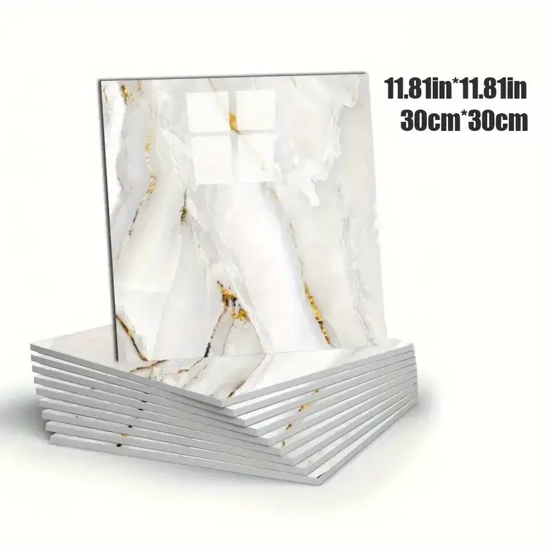 Декоративні самоклеючі панелі на стіни Dark Grey (Білий мармур з золотом) 30х30 см