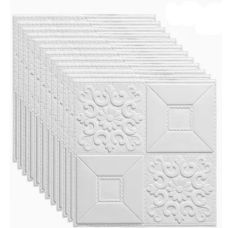 Декоративні самоклеючі 3Д панелі Біла плитка 35х35 см