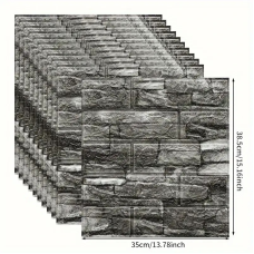Декоративні самоклеючі 3Д панелі з візерунком каменю Чорно-білий 38,5х35 см