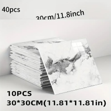 Декоративні самоклеючі панелі на стіни Dark Grey (Білий мармур) 30х30 см