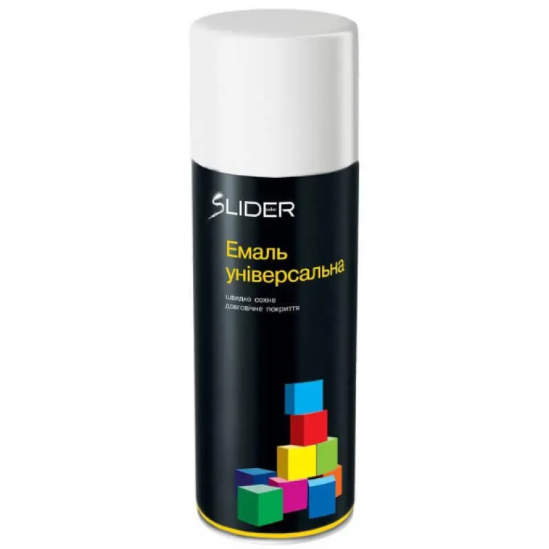 Емаль аерозольна SLIDER color універсальна 9010 біла глянцева, 400 мл