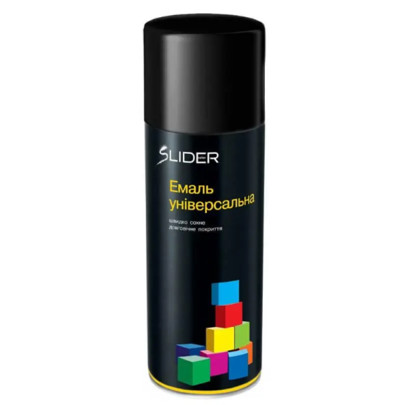 Емаль аерозольна SLIDER color універсальна 9005 чорна глянцева, 400 мл