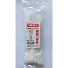 Стяжка нейлон 3х200 біла APRO уп. 100 шт.