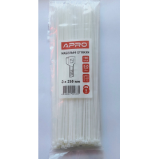 Стяжка нейлон 3х250 біла APRO уп. 100 шт.