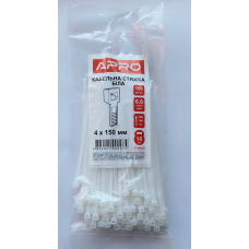 Стяжка нейлон 4х150 біла APRO уп. 100 шт.