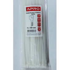 Стяжка нейлон 4х300 біла APRO уп. 100 шт.
