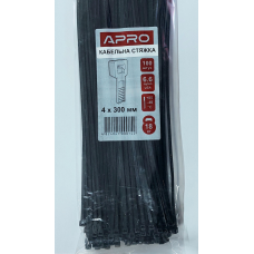 Стяжка нейлон 4х300 чорна APRO уп. 100 шт.