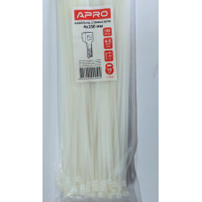 Стяжка нейлон 4х350 біла APRO уп. 100 шт.