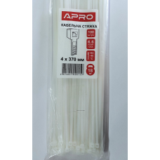 Стяжка нейлон 4х370 біла APRO уп. 100 шт.