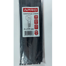 Стяжка нейлон 4х370 чорна APRO уп. 100 шт.