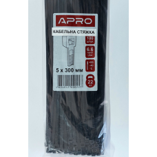 Стяжка нейлон 5х300 чорна APRO уп. 100 шт.