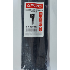 Стяжка нейлон 5х400 чорна APRO уп. 100 шт.