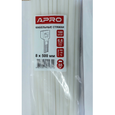 Стяжка нейлон 8х500 біла APRO уп. 100 шт.