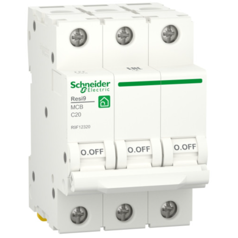 Автоматичний вимикач 6kA 3P 20A тип C, Resi9 Schneider Electric