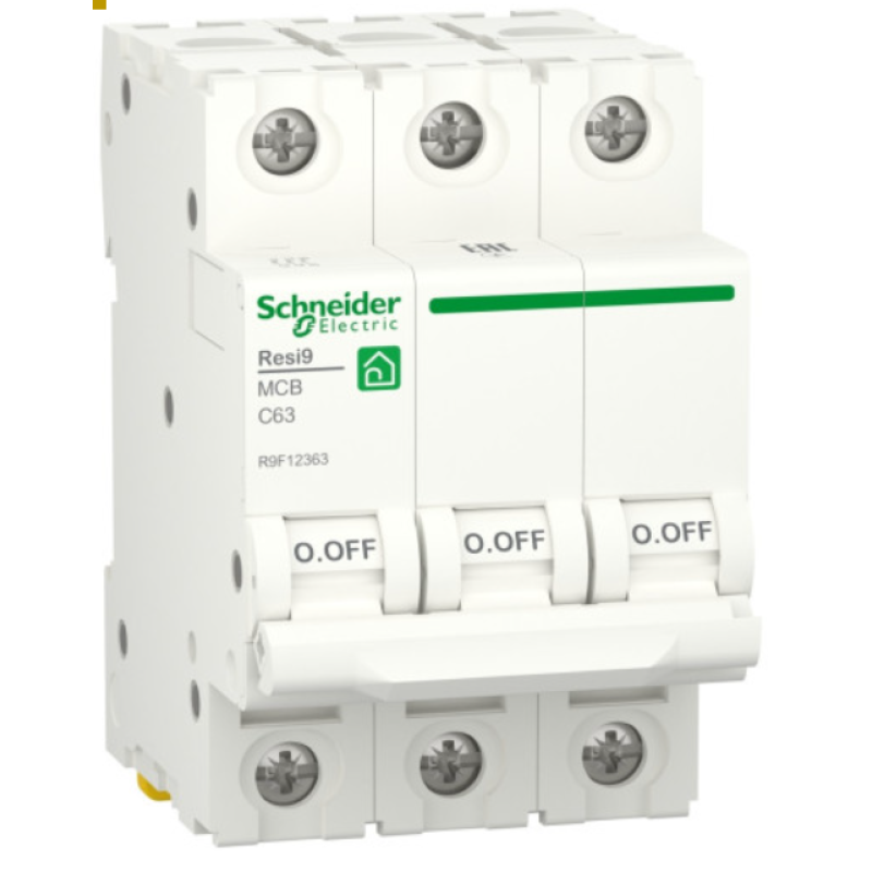 Автоматичний вимикач 6kA 3P 63A тип C, Resi9 Schneider Electric
