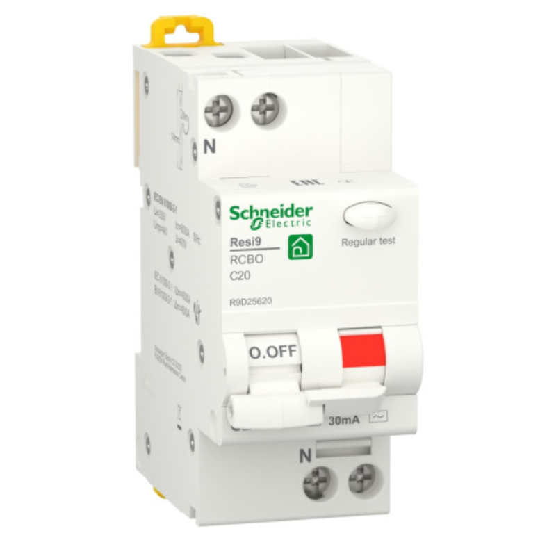 Диференційний автомат 6kA 1P+N 20A C 30mA АC, Resi9 Schneider Electric