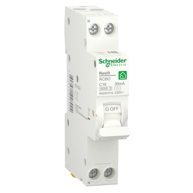 Диференційний автомат 6kA 1M 1P+N 16A C 30mA АC, Resi9 Schneider Electric