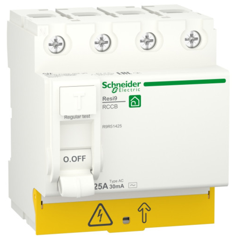Пристрій захисного відключення 4P 25A 30mA АС, Resi9 Schneider Electric