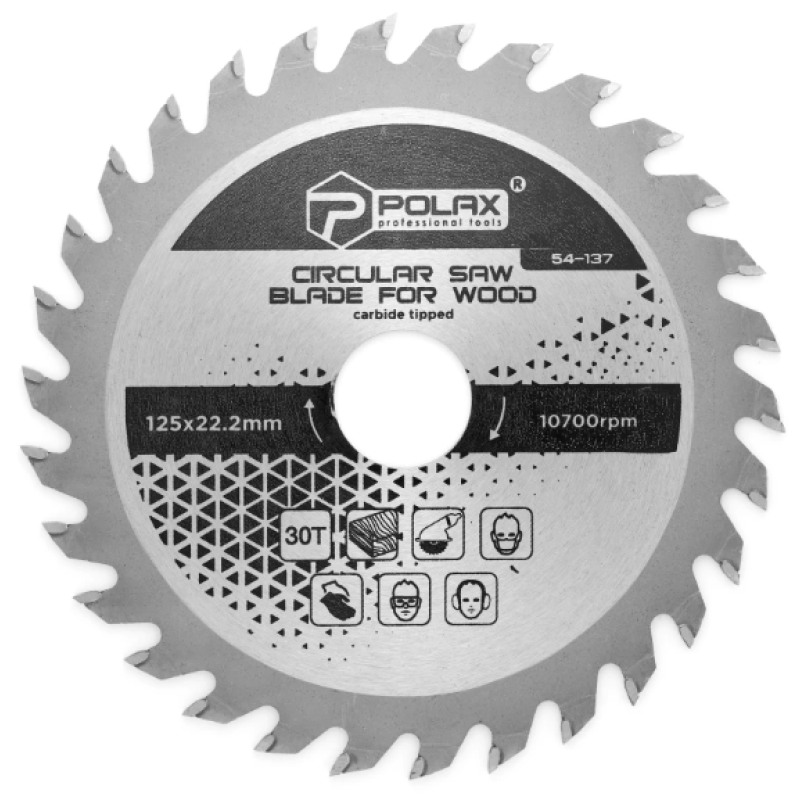 Диск пильний Polax по дереву з твердосплавними напайками 125x22.2/20, 30Т