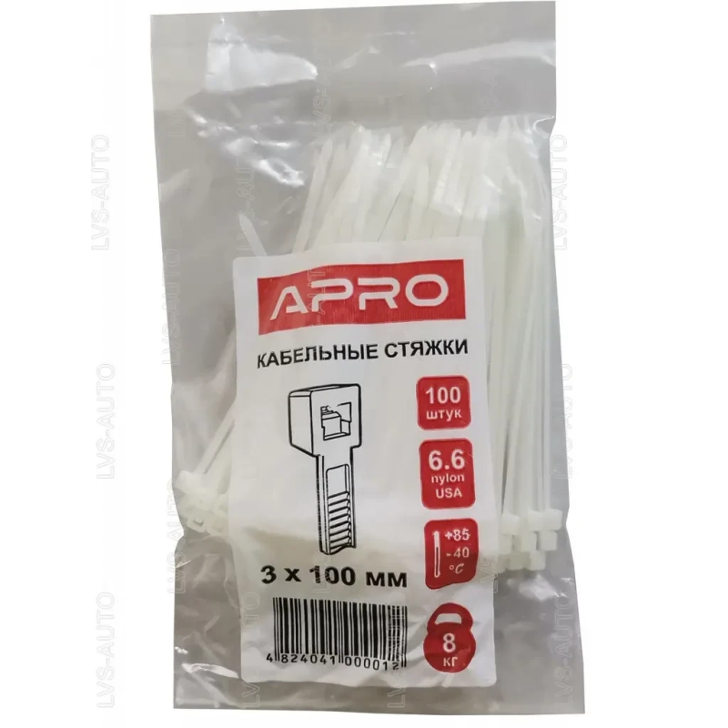 Стяжка нейлон 3х100 біла APRO уп. 100 шт.