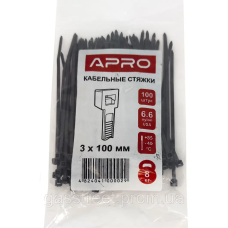 Стяжка нейлон 3х100 чорна APRO уп. 100 шт.