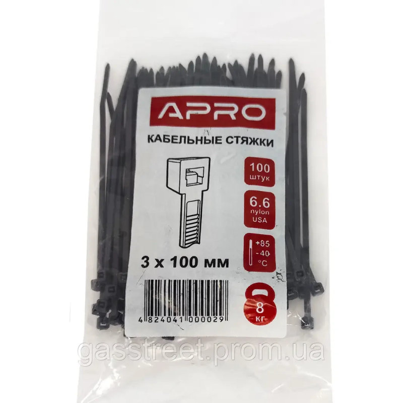 Стяжка нейлон 3х100 чорна APRO уп. 100 шт.