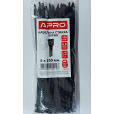 Стяжка нейлон 4х250 чорна APRO уп. 100 шт.