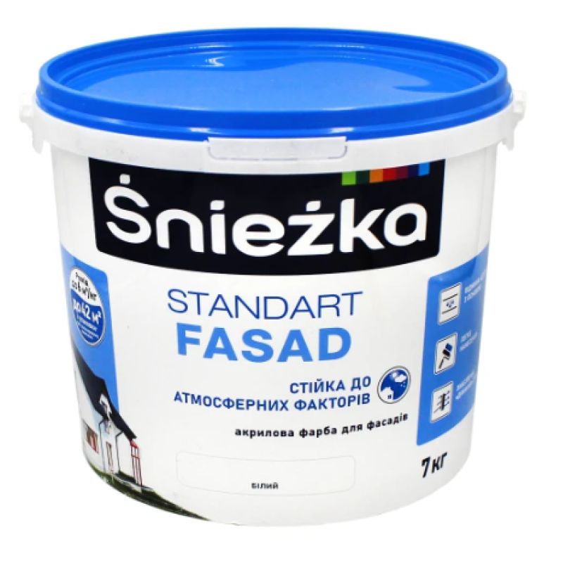 Фарба фасадна акрилова Sniezka Standart Fasad біла 7кг