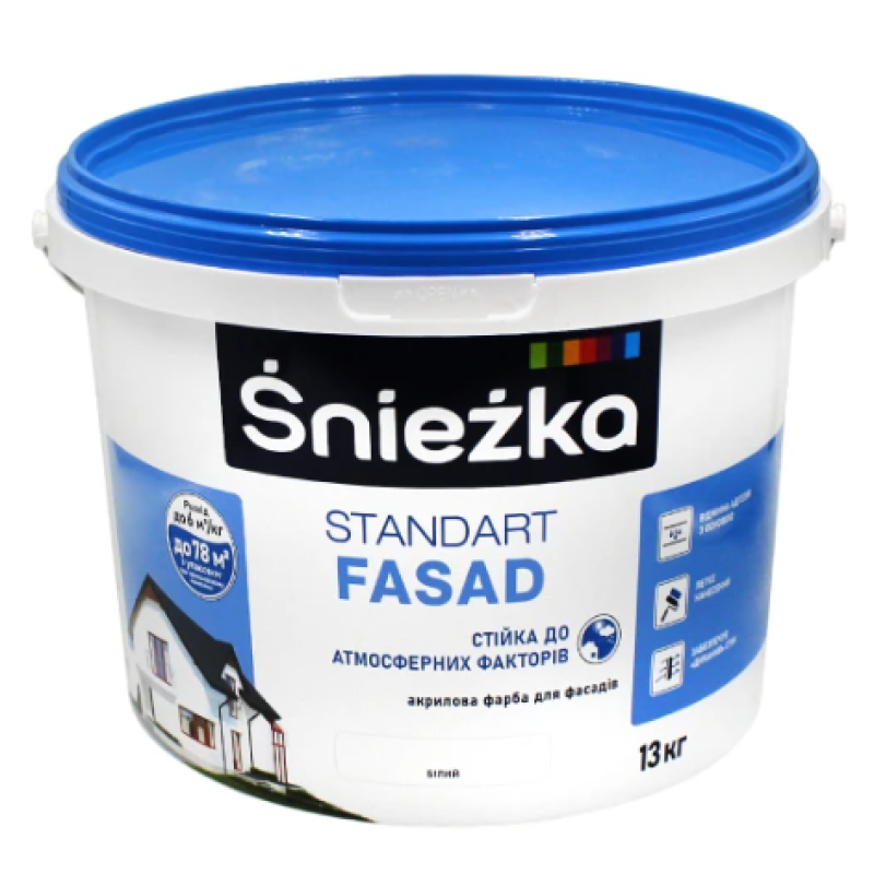 Фарба фасадна акрилова Sniezka Standart Fasad біла 13кг