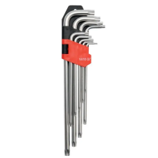 Ключі “TORX“ Г-подібні YATO: Cr-V, T10-T50 подовжені з отвором, 9 шт.