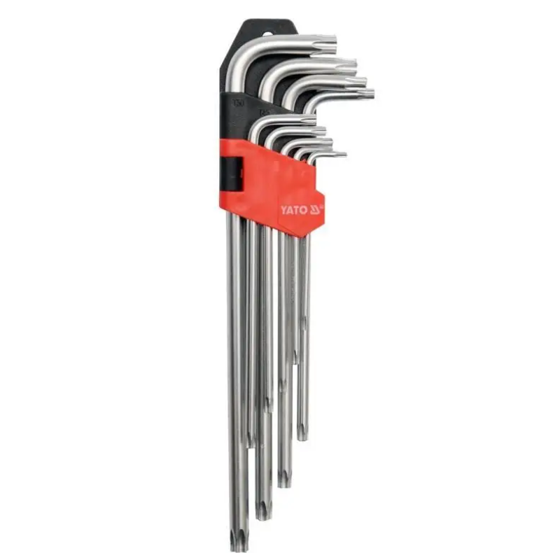 Ключі “TORX“ Г-подібні YATO: Cr-V, T10-T50 подовжені з отвором, 9 шт.