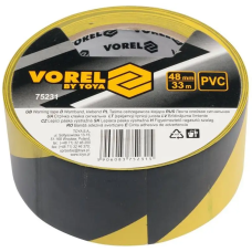 Cтрічка сигнальна жовто-чорна самоклеюча VOREL ПВХ, 48 мм x 33 м